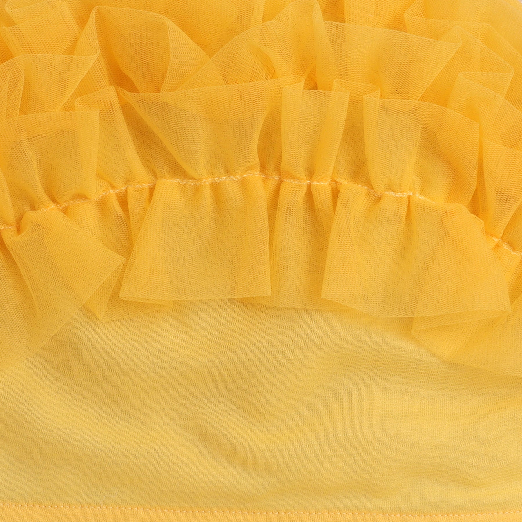 ruffle detail singlet party crop top-Yellow