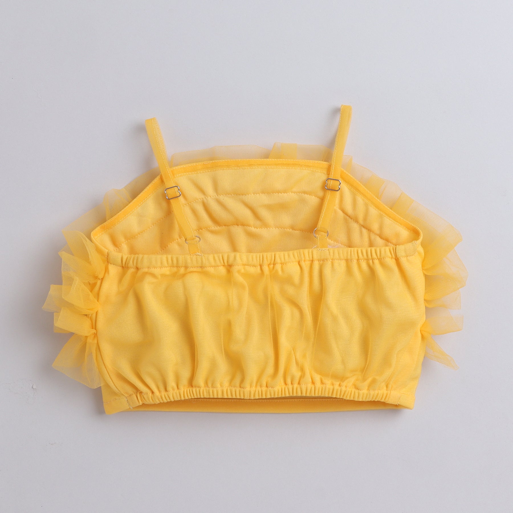 ruffle detail singlet party crop top-Yellow