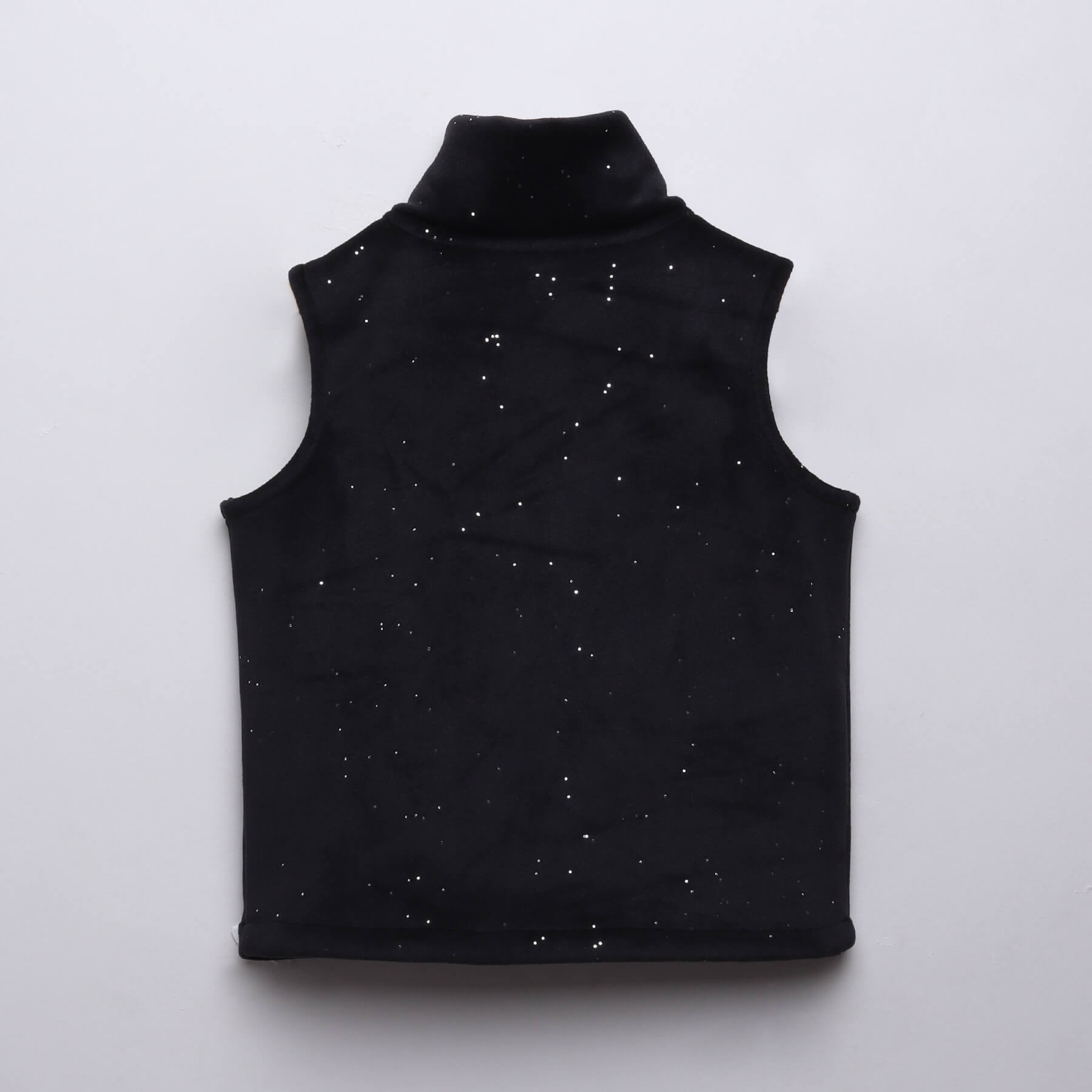 Glitter Velvet sleeveless zip up party jacket-Black