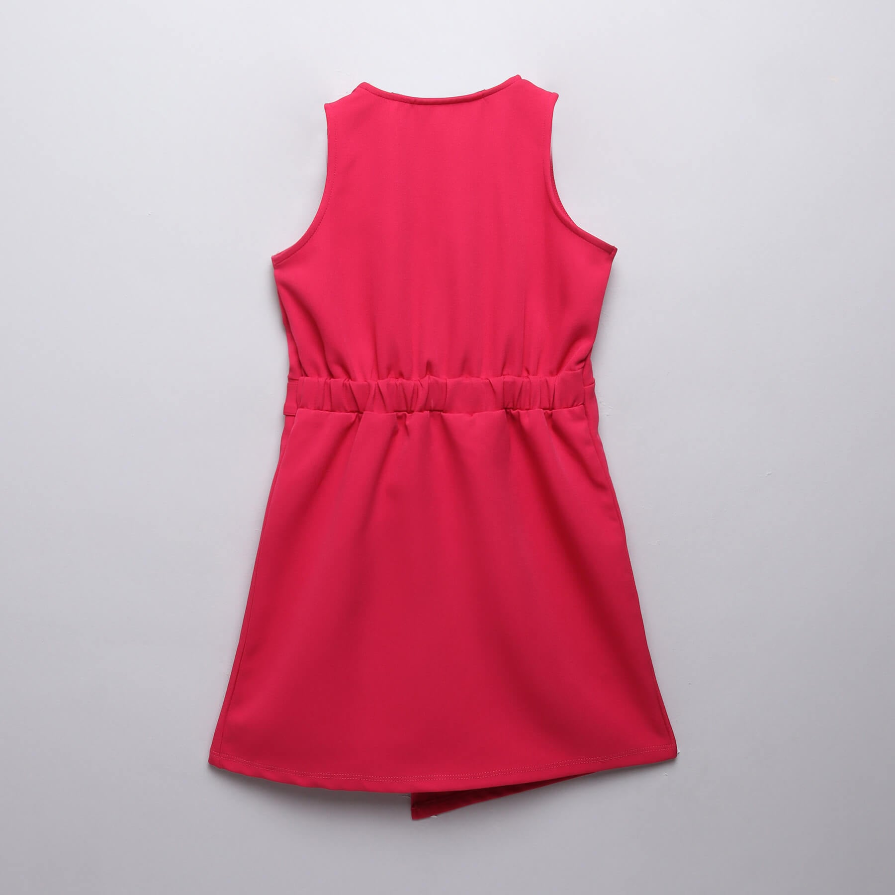 Solid sleeveless wrap dress-Hot pink