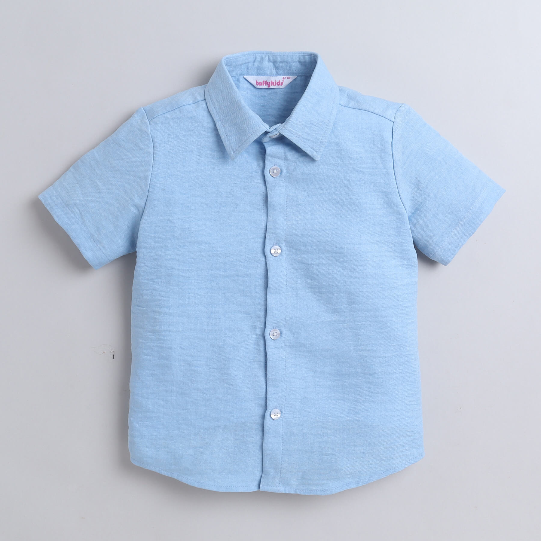 Solid half sleeves shirt with attached tee-Blue/White