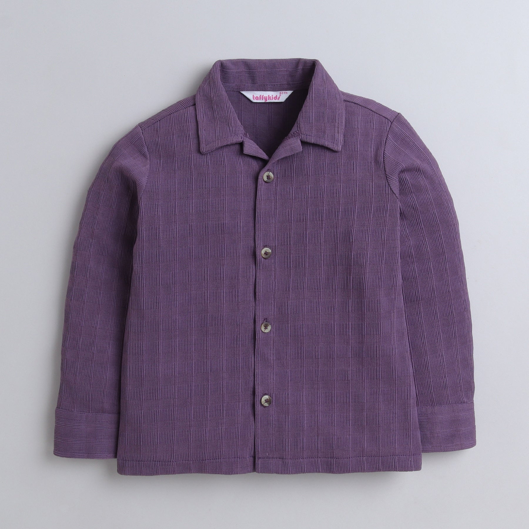 texture full sleeves button up shirt-Purple