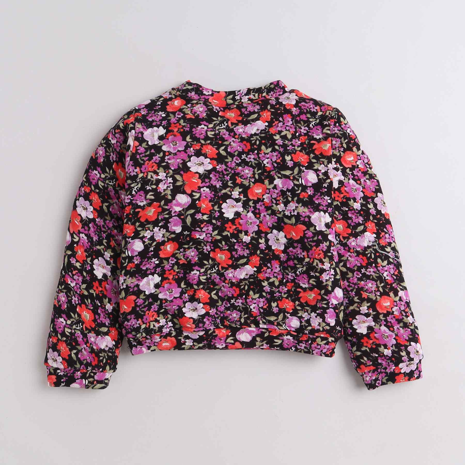 floral printed full sleeves sweatshirt-Multi