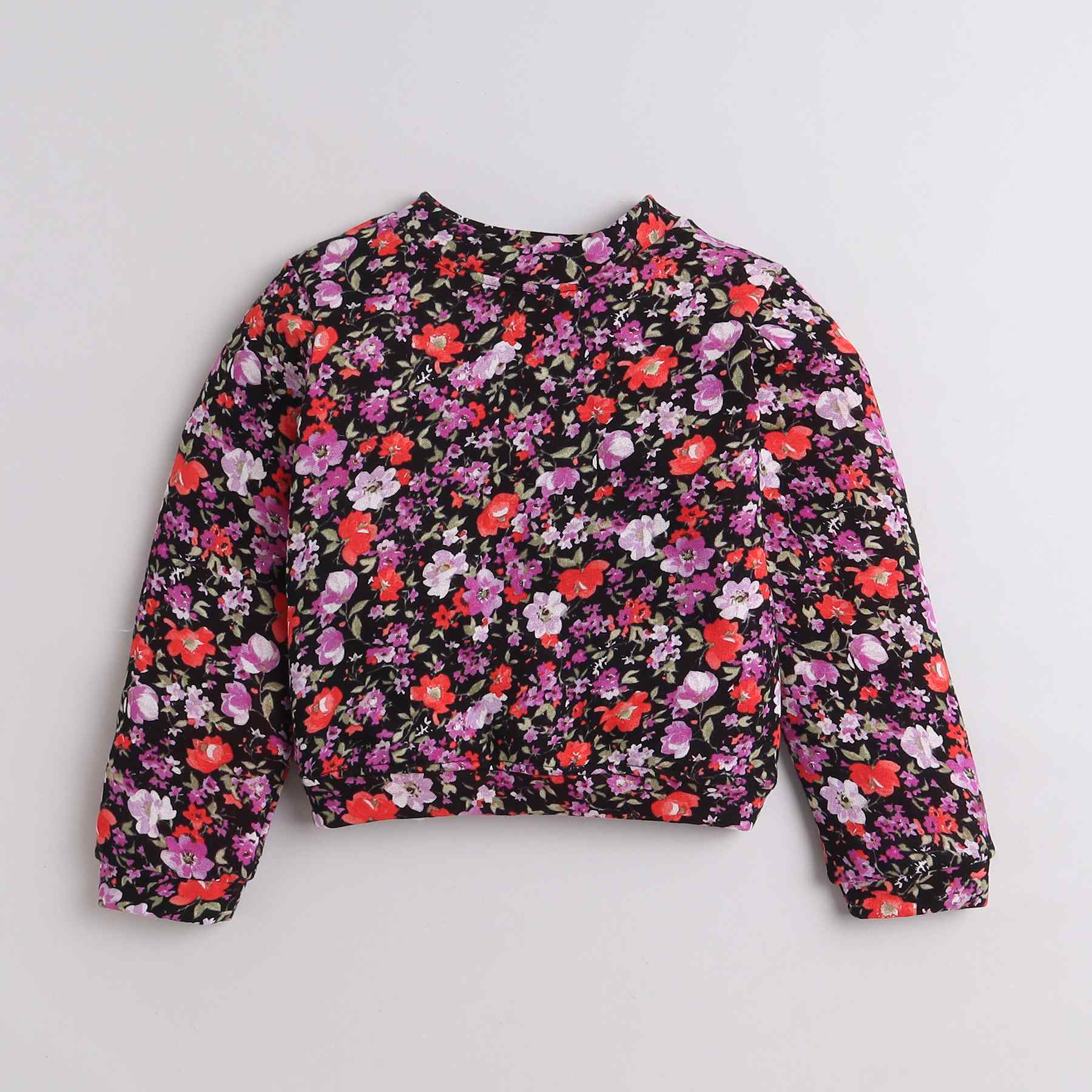 floral printed full sleeves sweatshirt-Multi