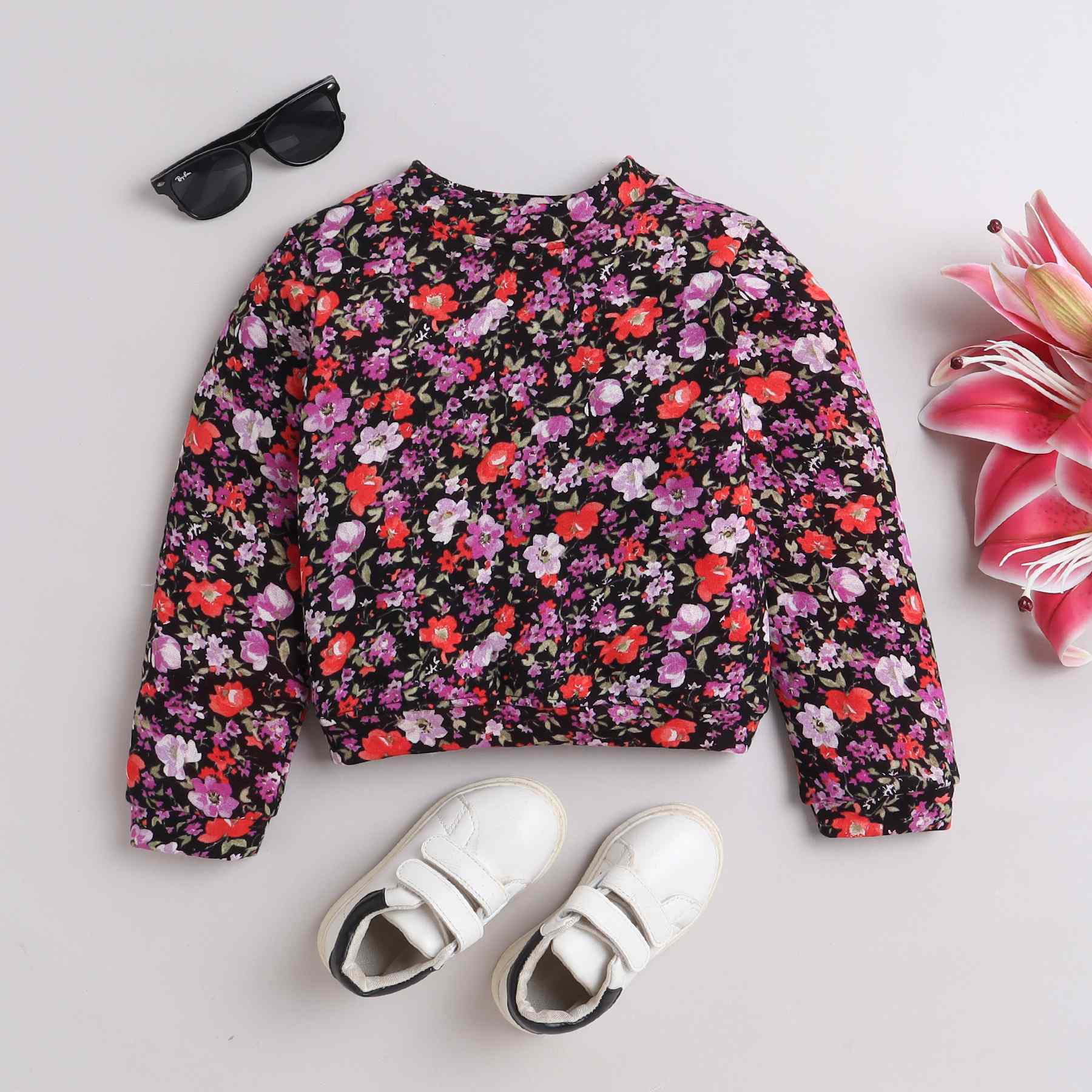 floral printed full sleeves sweatshirt-Multi