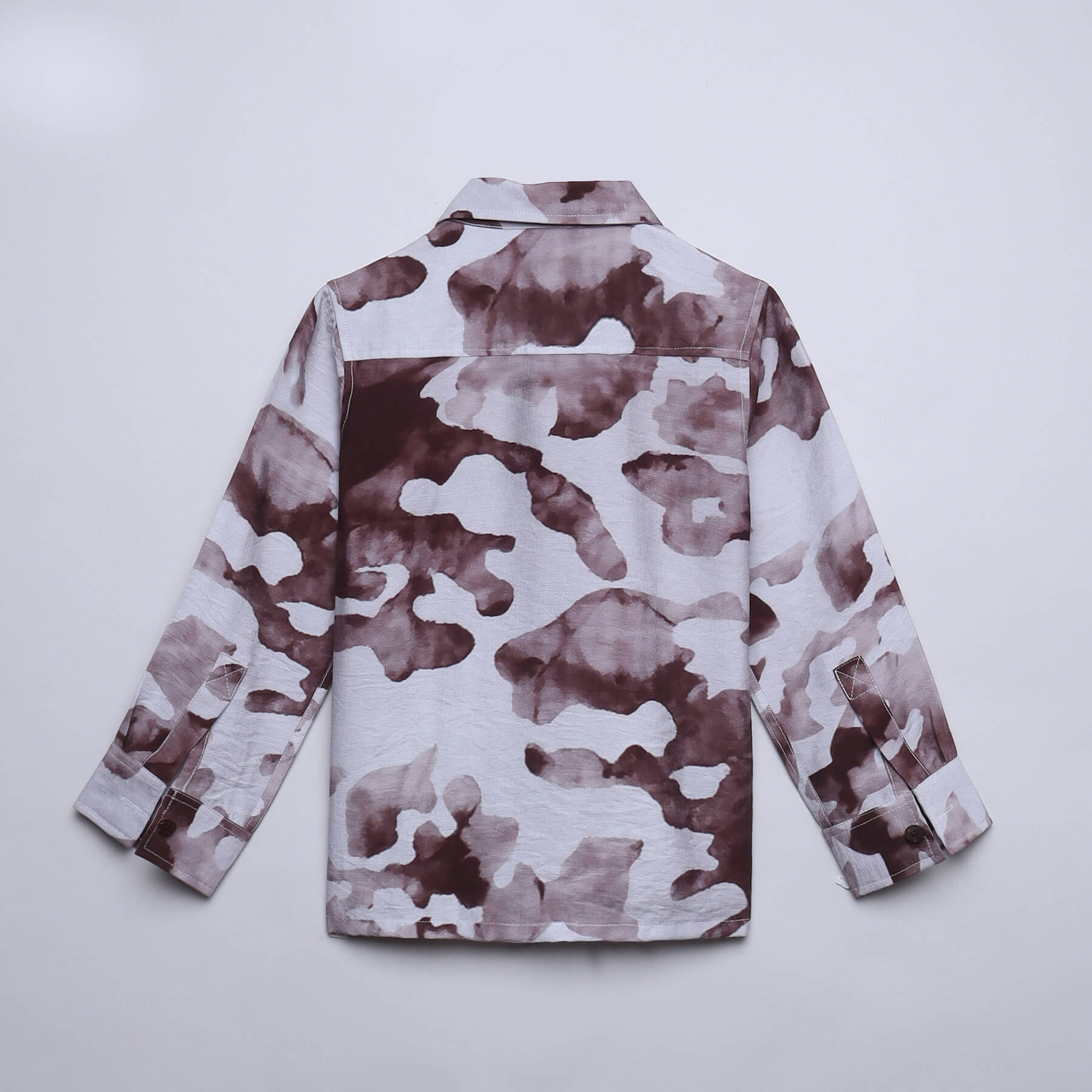 abstract printed full sleeves button up shirt-Brown/white