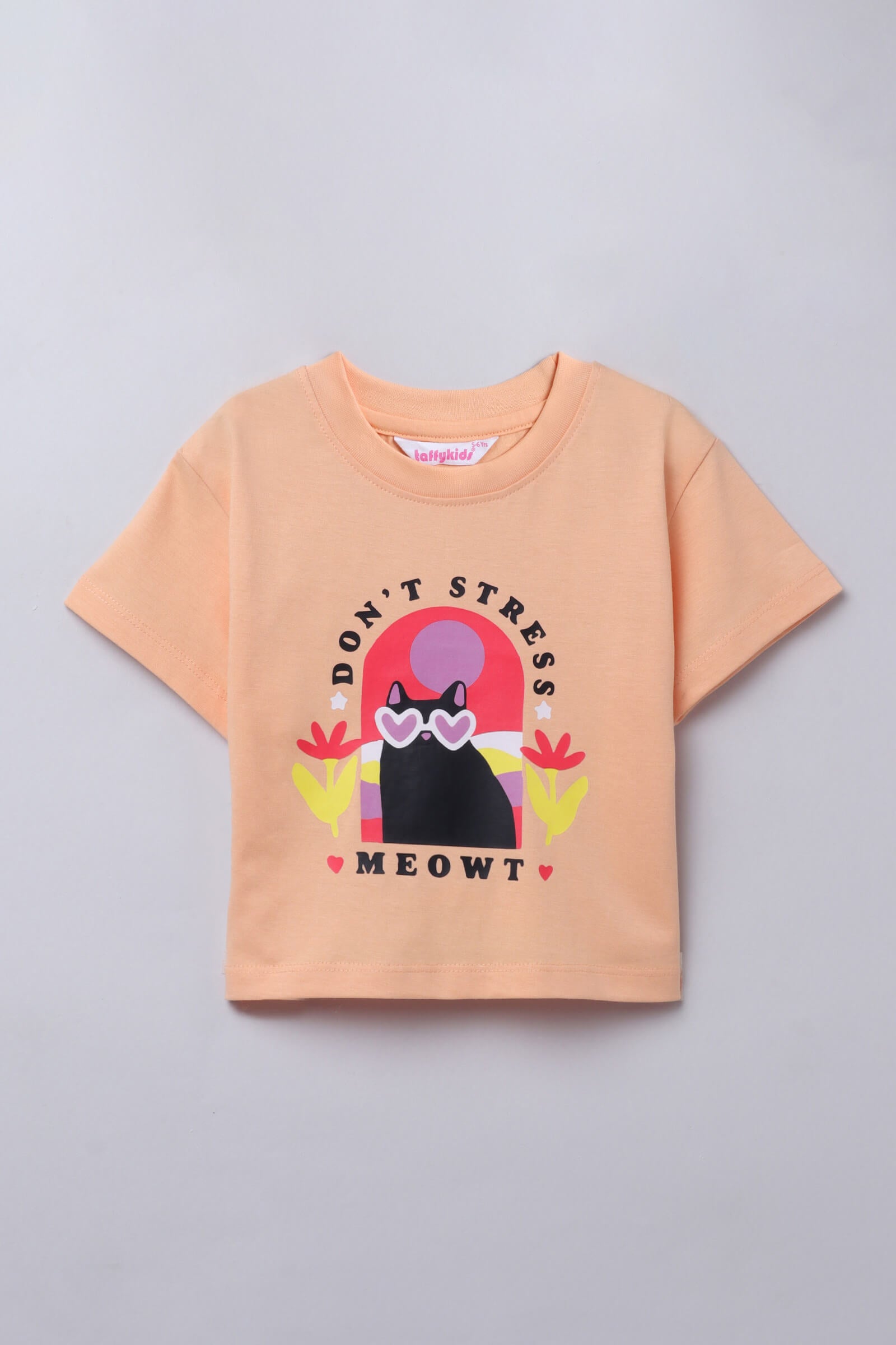 100% cotton half sleeves Graphic printed crop T-shirt- Multi