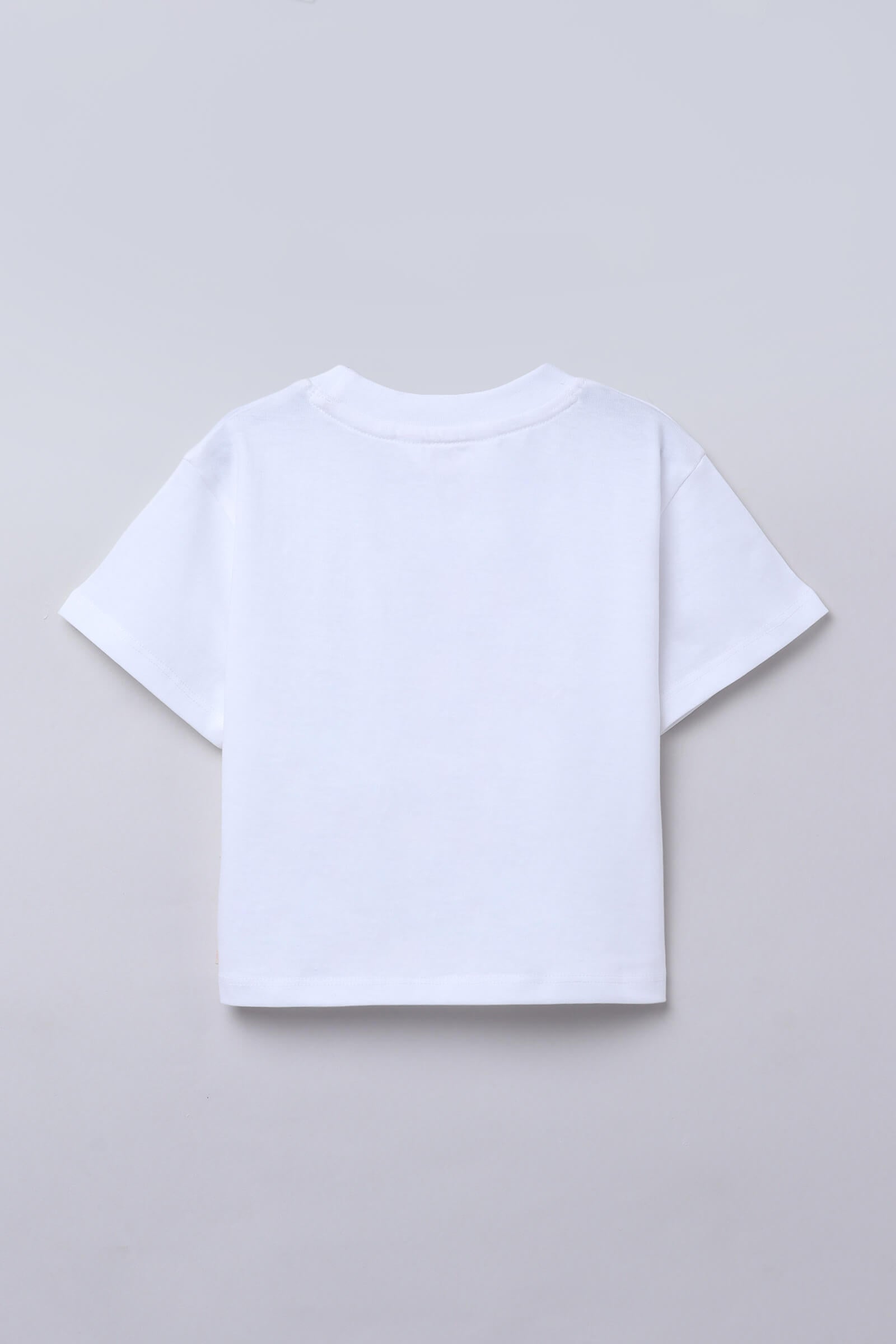 100% cotton half sleeves Heart printed crop T-shirt-White & Pink
