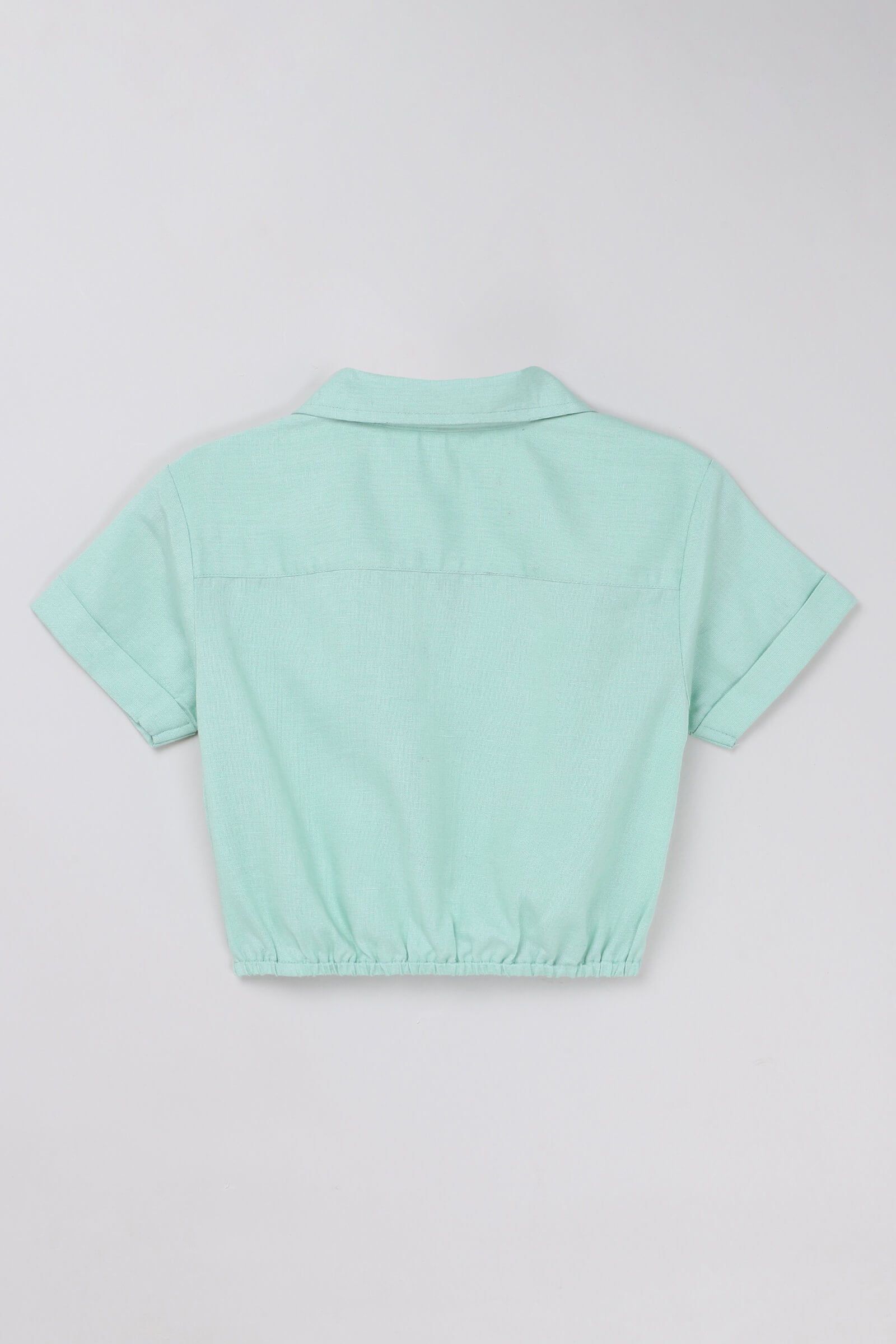 viscose half sleeves heart pocket detailed shirt-Mint green