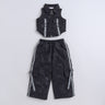 Shop Tape Detail Zip Up Crop Top And Cargo Pant Set-Black Online