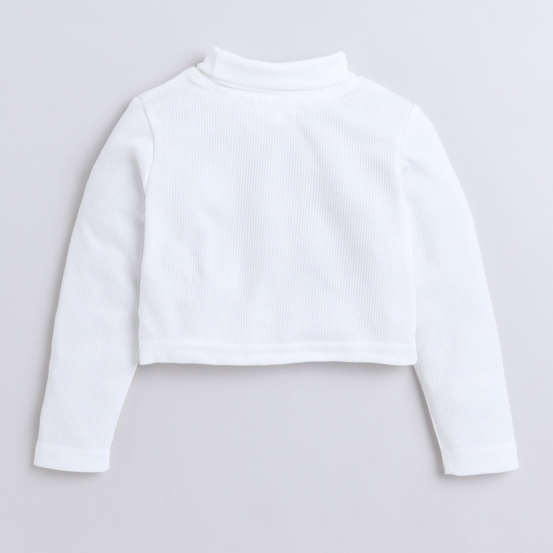 Taffykids full sleeves crop top and geometric printed cargo pant set-white/multi