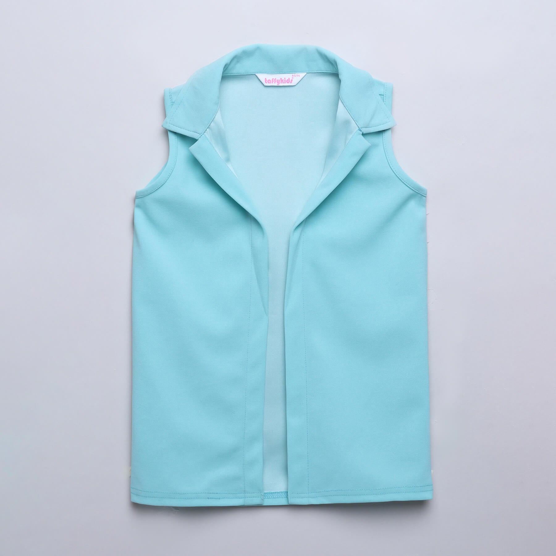 color-block singlet playsuit with sleeveless jacket-Aqua & White