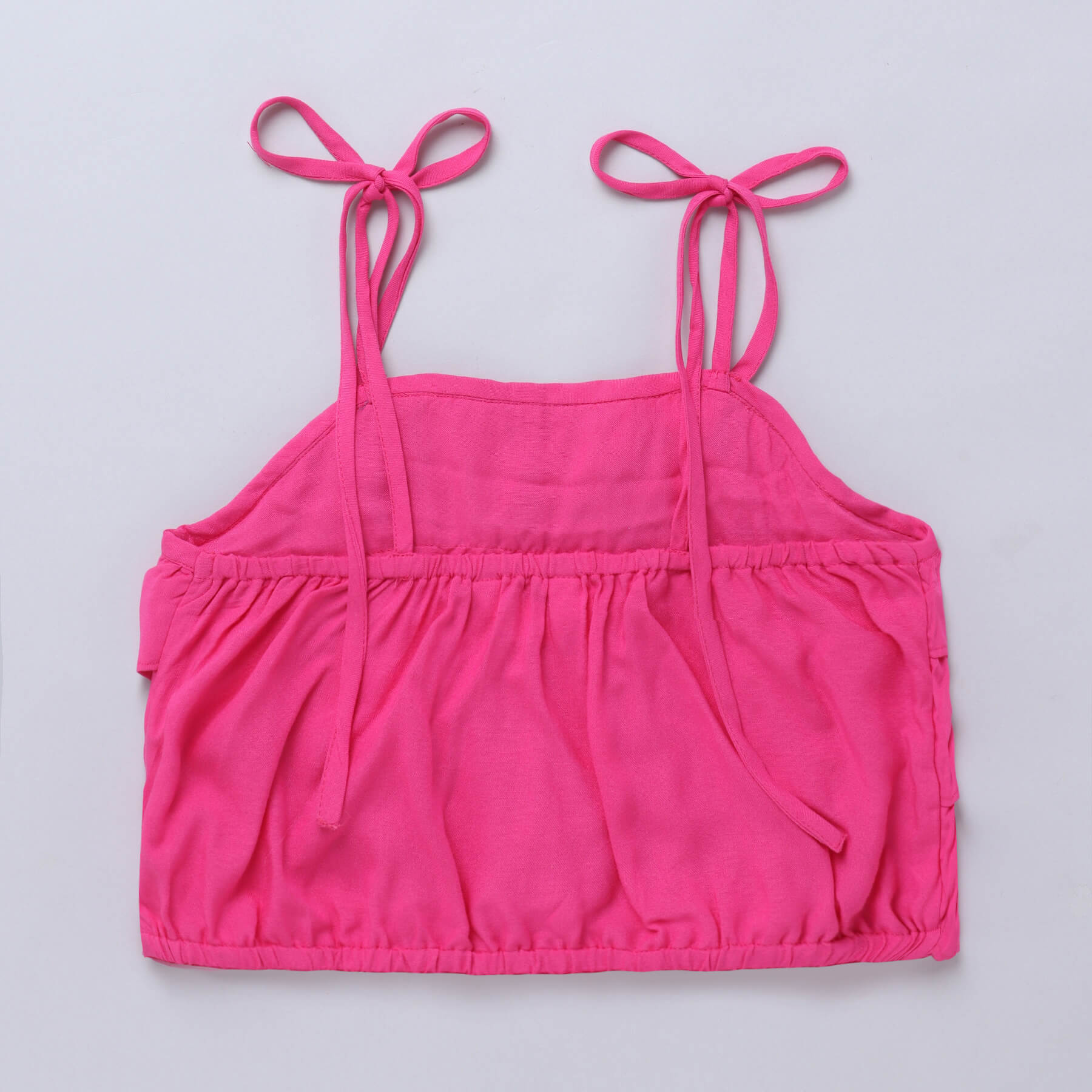 sleeveless Ruffle detail crop top and matching skirt set-Pink