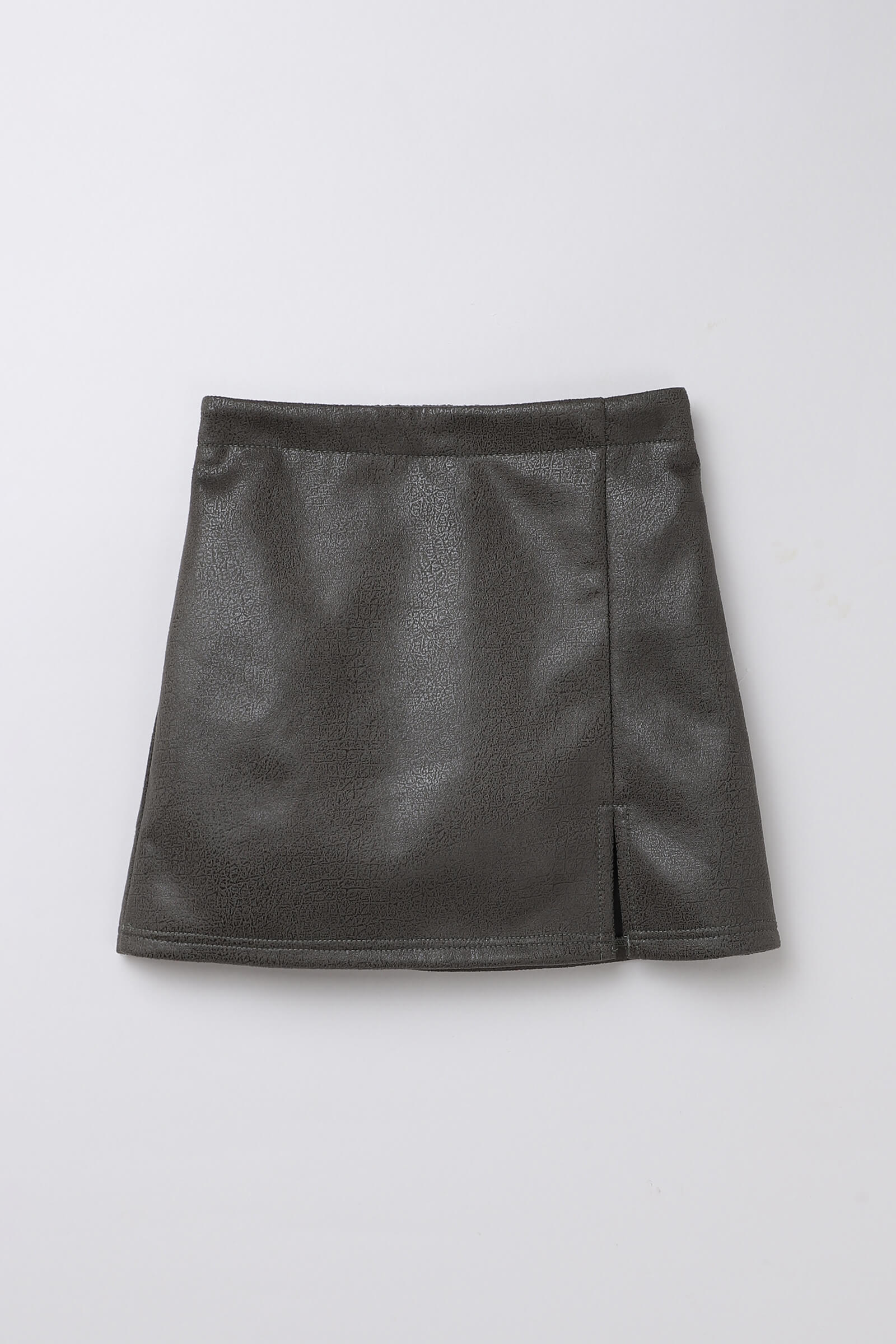 knit sleeveless back tie up halter crop top and Foil printed suede skirt set-Black & Olive