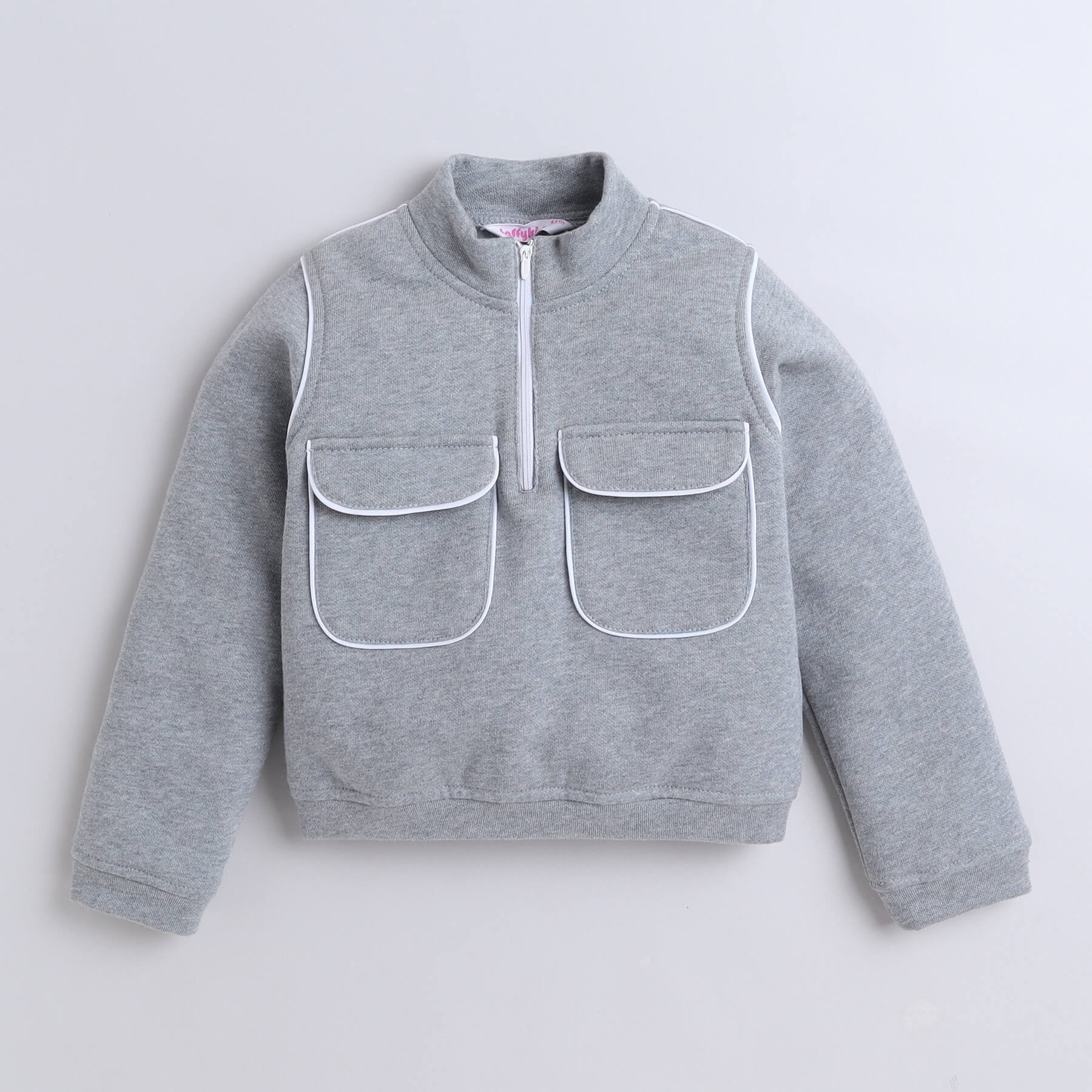 front zipper pocket detail sweatshirt - Gray