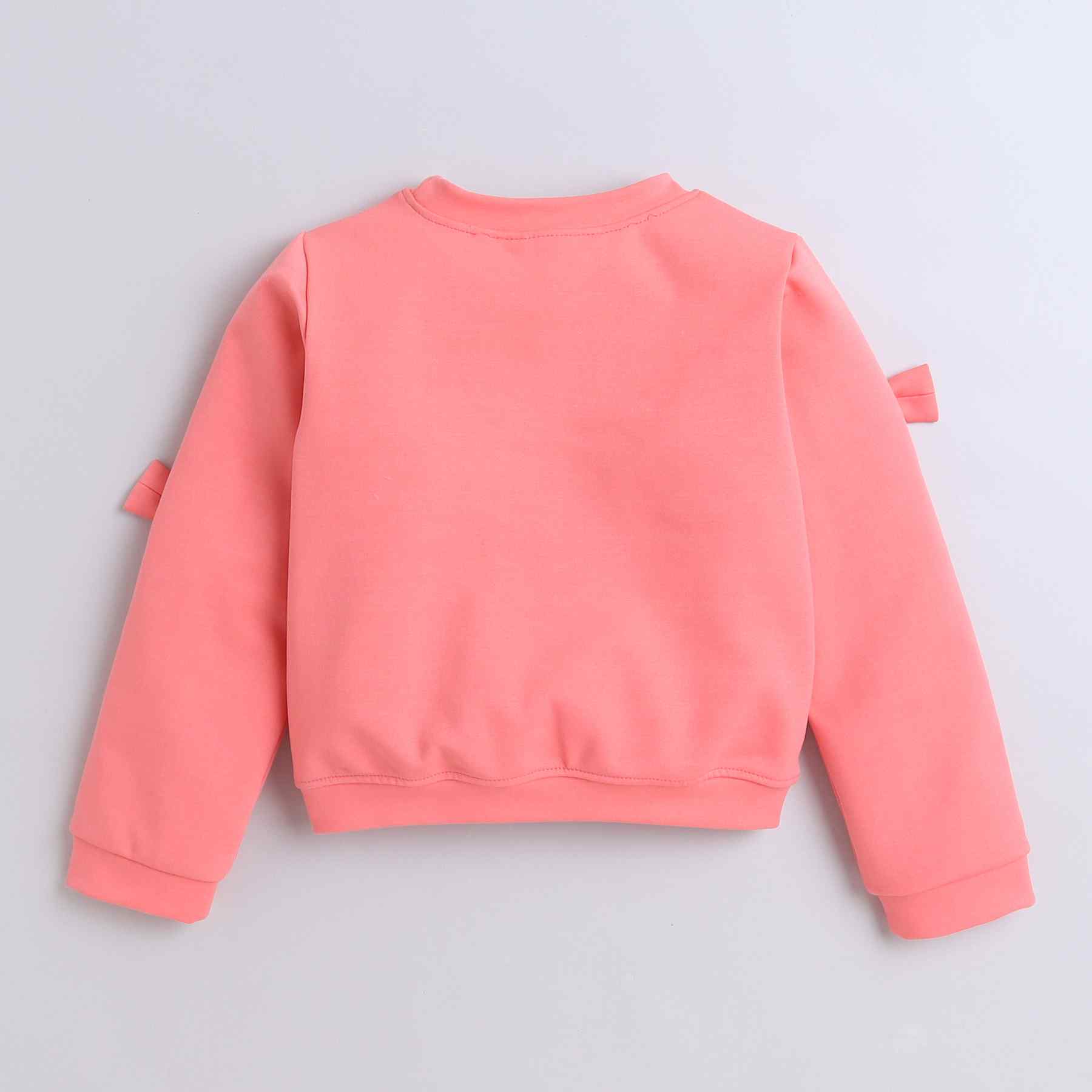 Solid Sweatshirt with bows-Peach