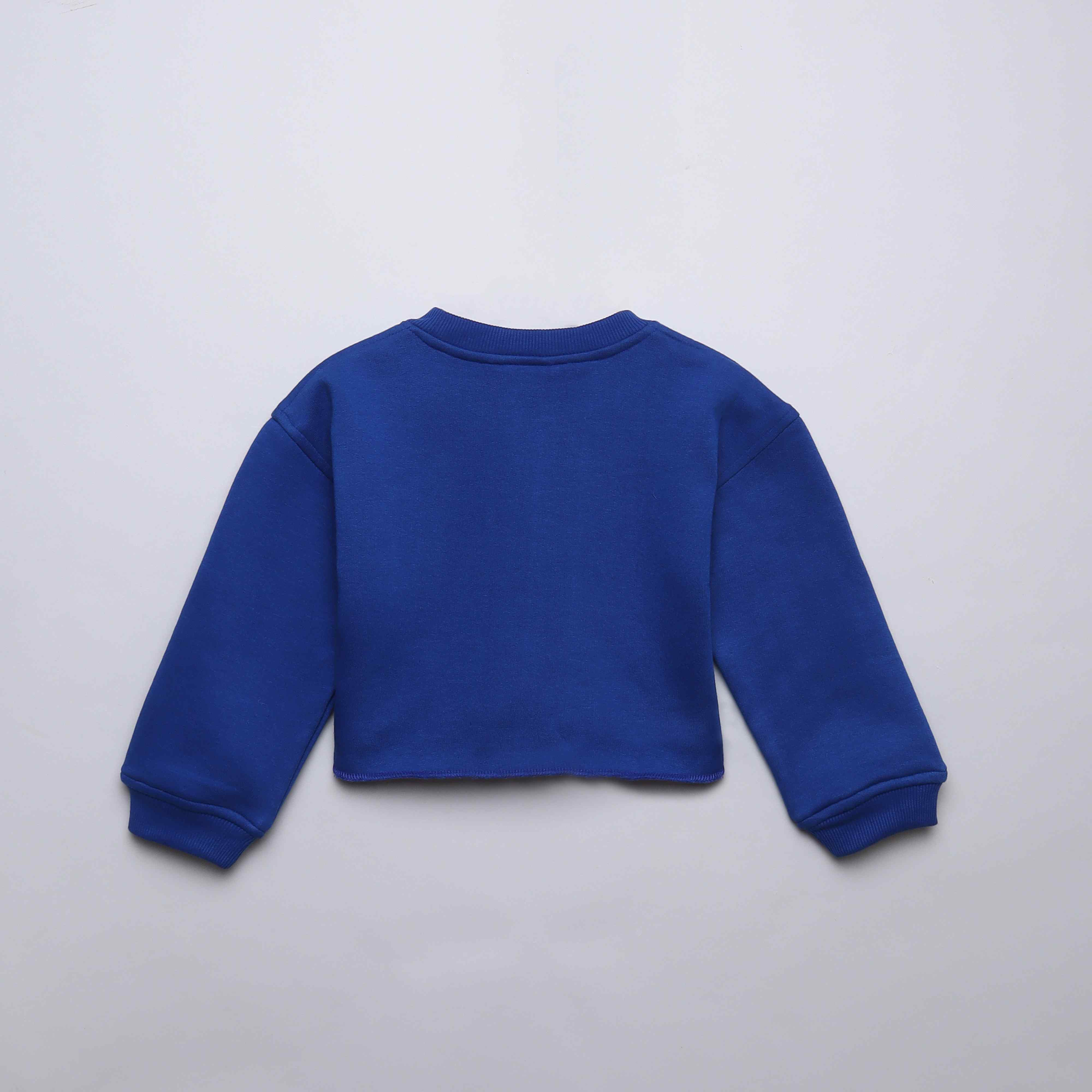 graphic full sleeves crop top sweatshirt top-Blue