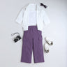 Shop Solid Oversized Shirt And Cargo Pant Set With Solid Crop Top-White/Purple Online