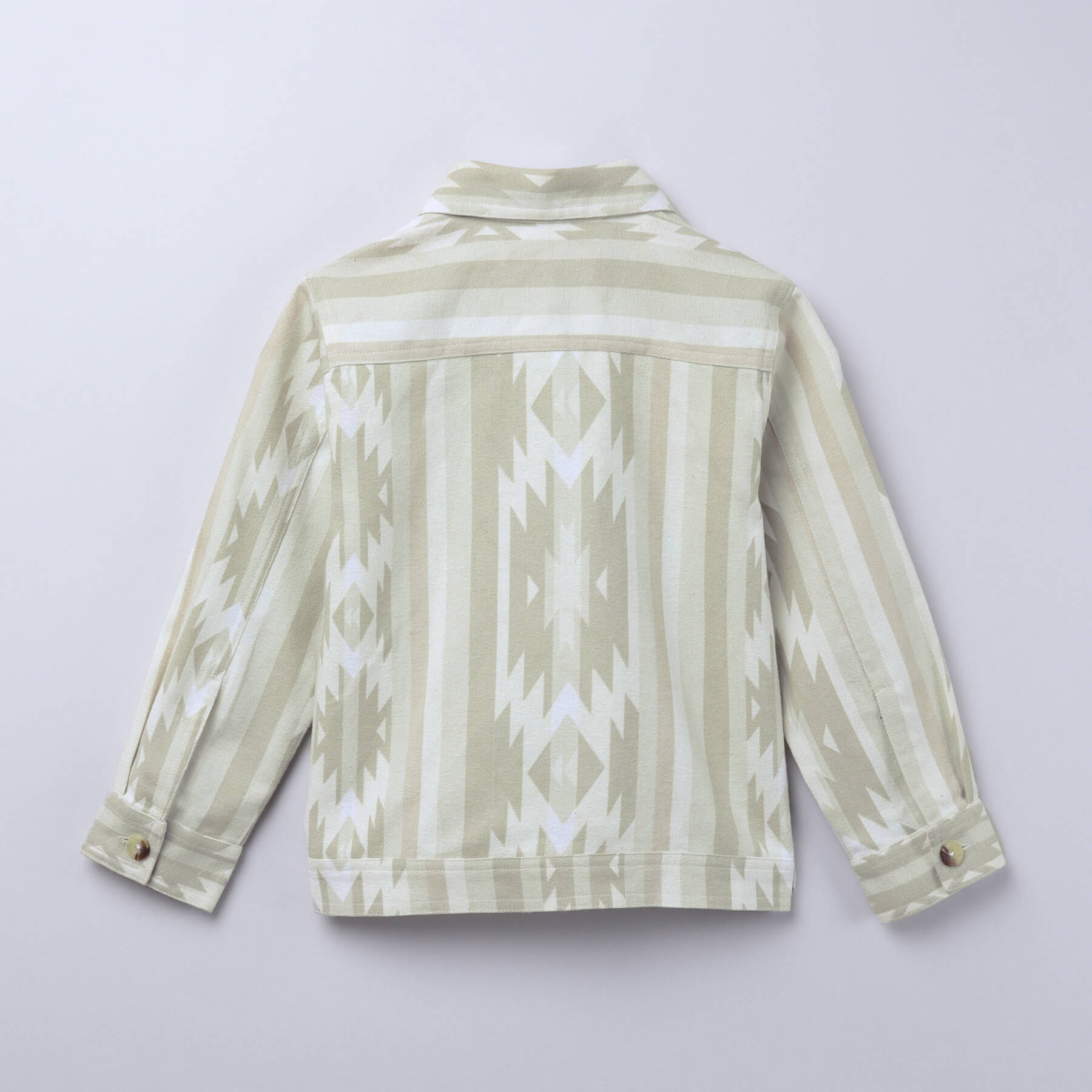 100% cotton Full sleeves printed jacket-Beige