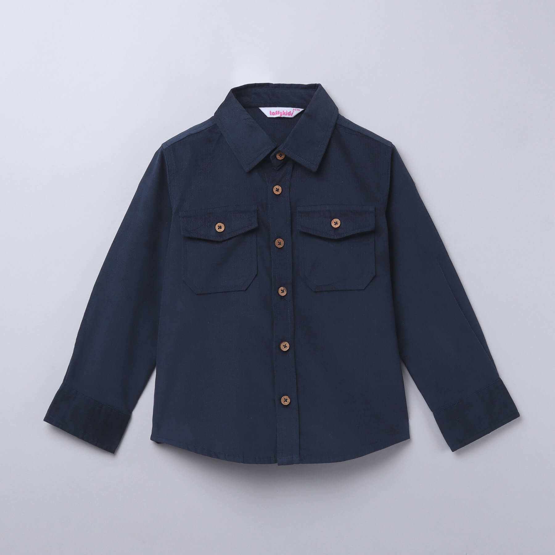 Solid full sleeves Corduroy shirt - Navy blue