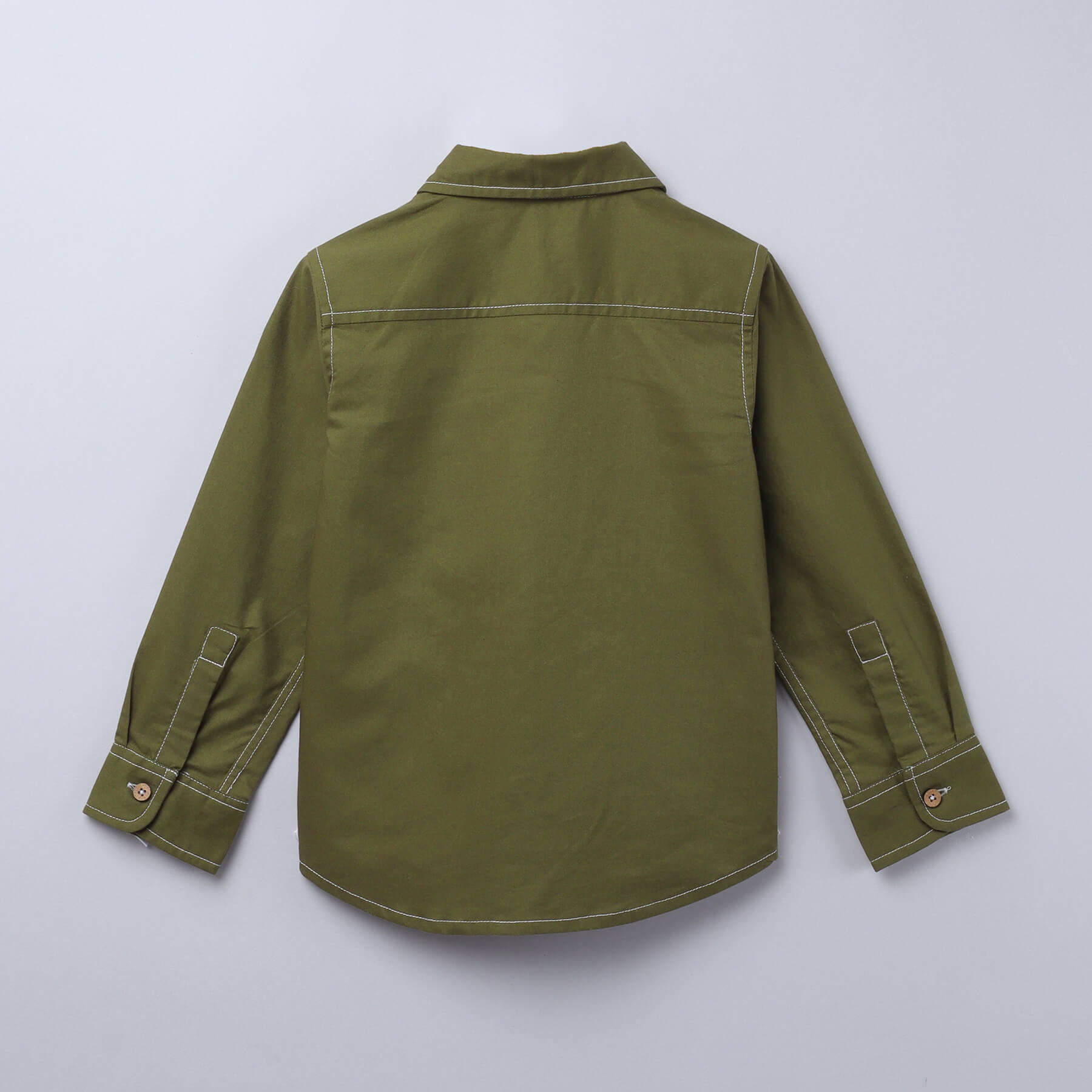 Stitch detailed  Oxford shirt- Olive green