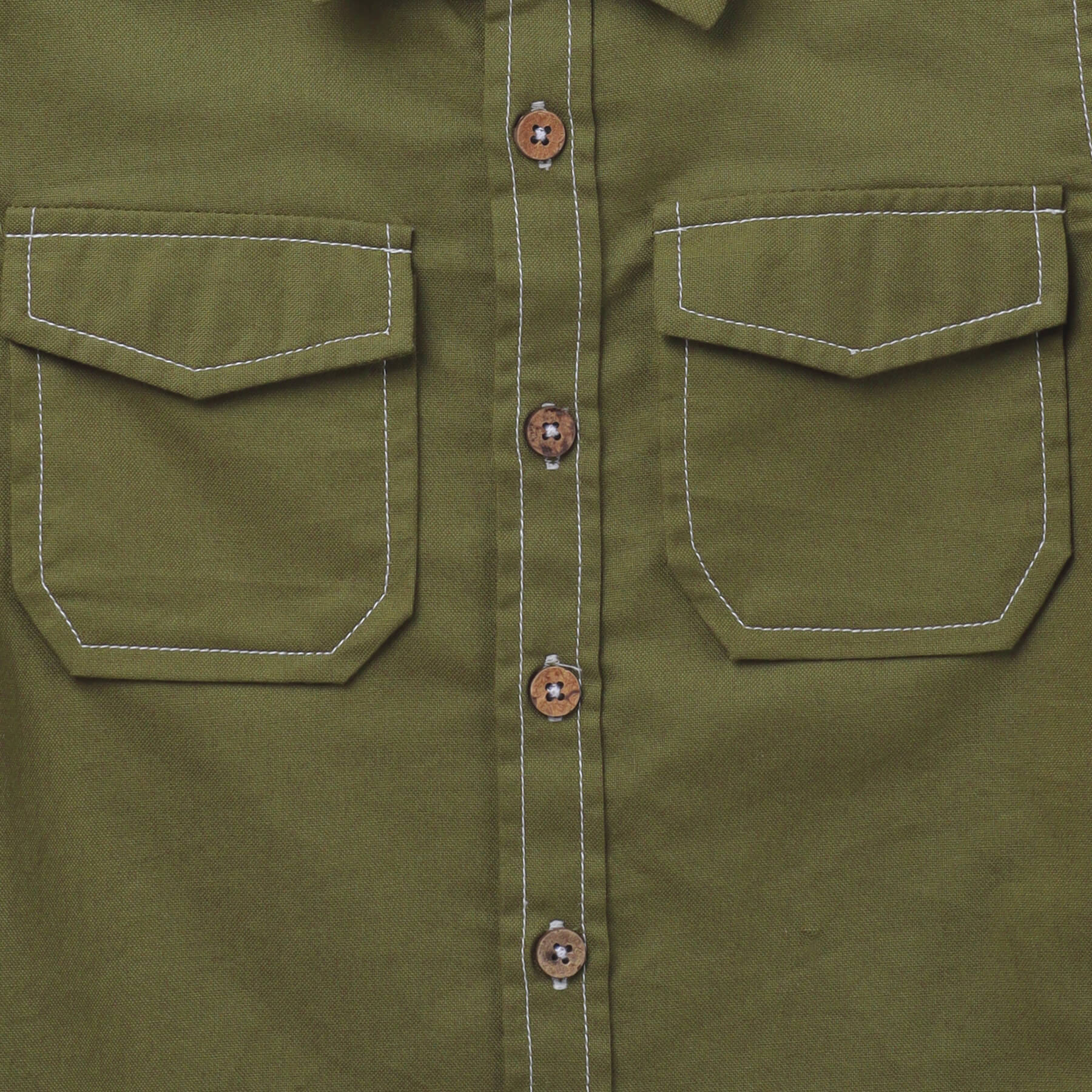 Stitch detailed  Oxford shirt- Olive green