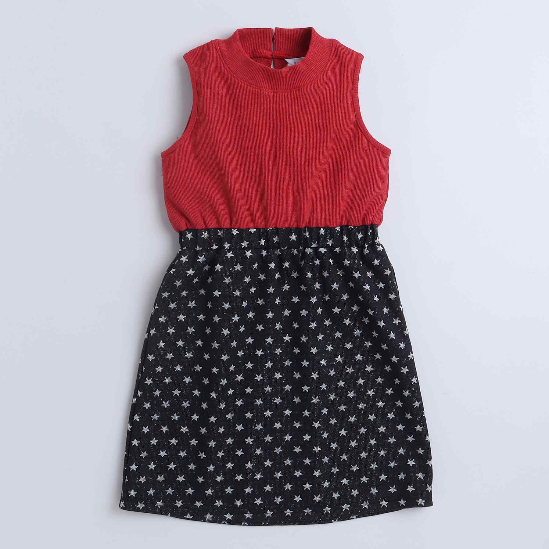 star weave dress with matching jacket dress -  Black/ red