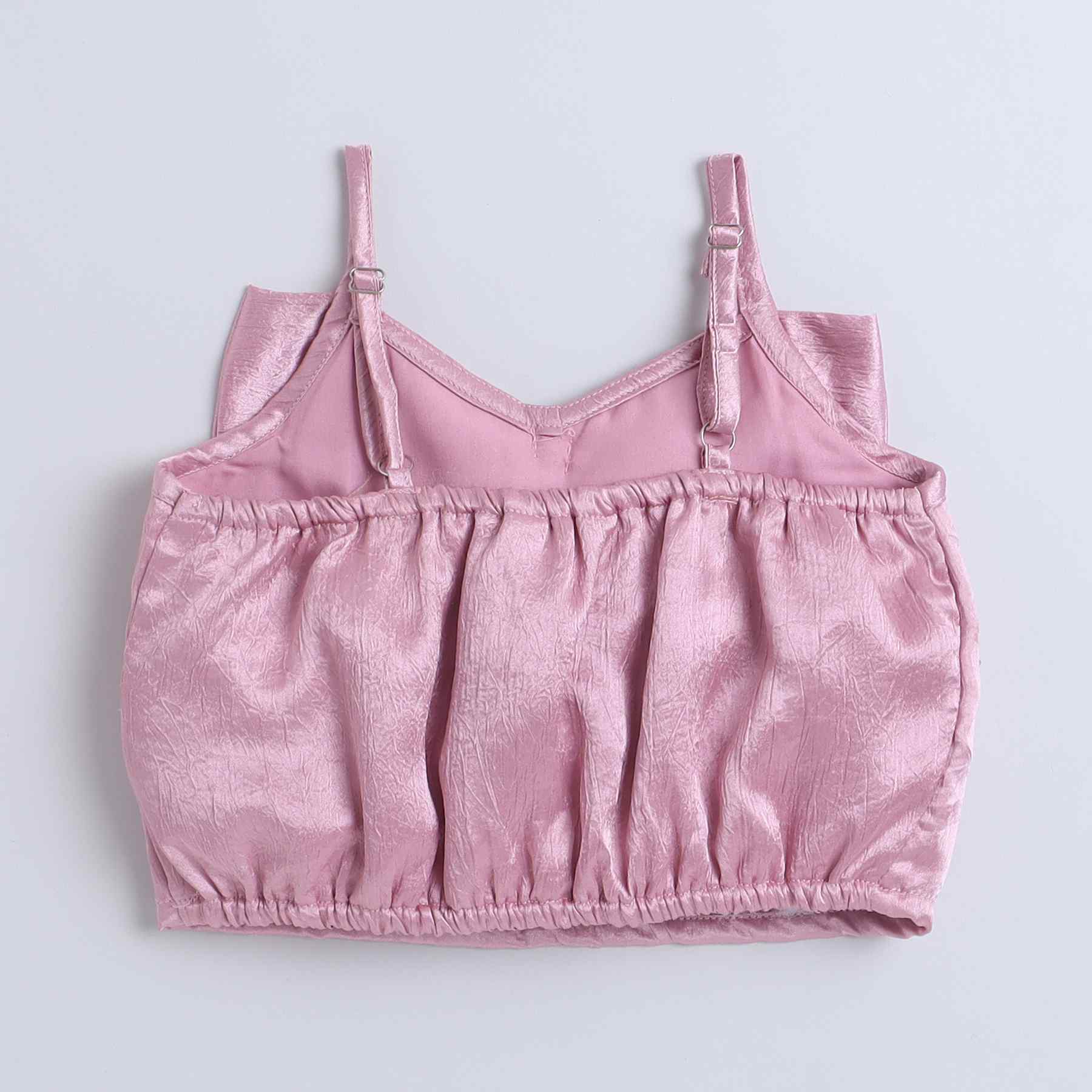 solid Bow detailed singlet party crop top-Pink