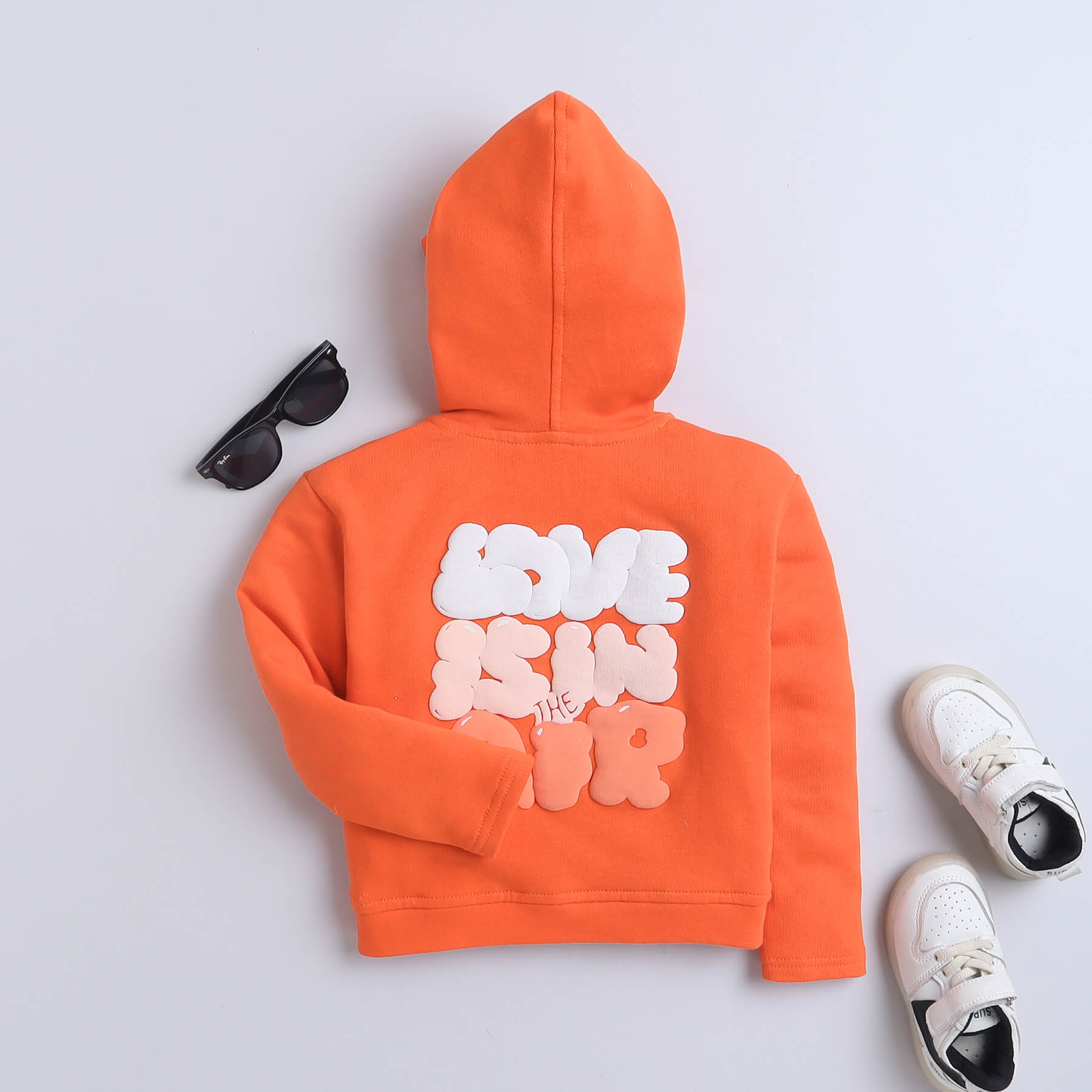 Taffykids graphic printed full sleeves hoody-Orange