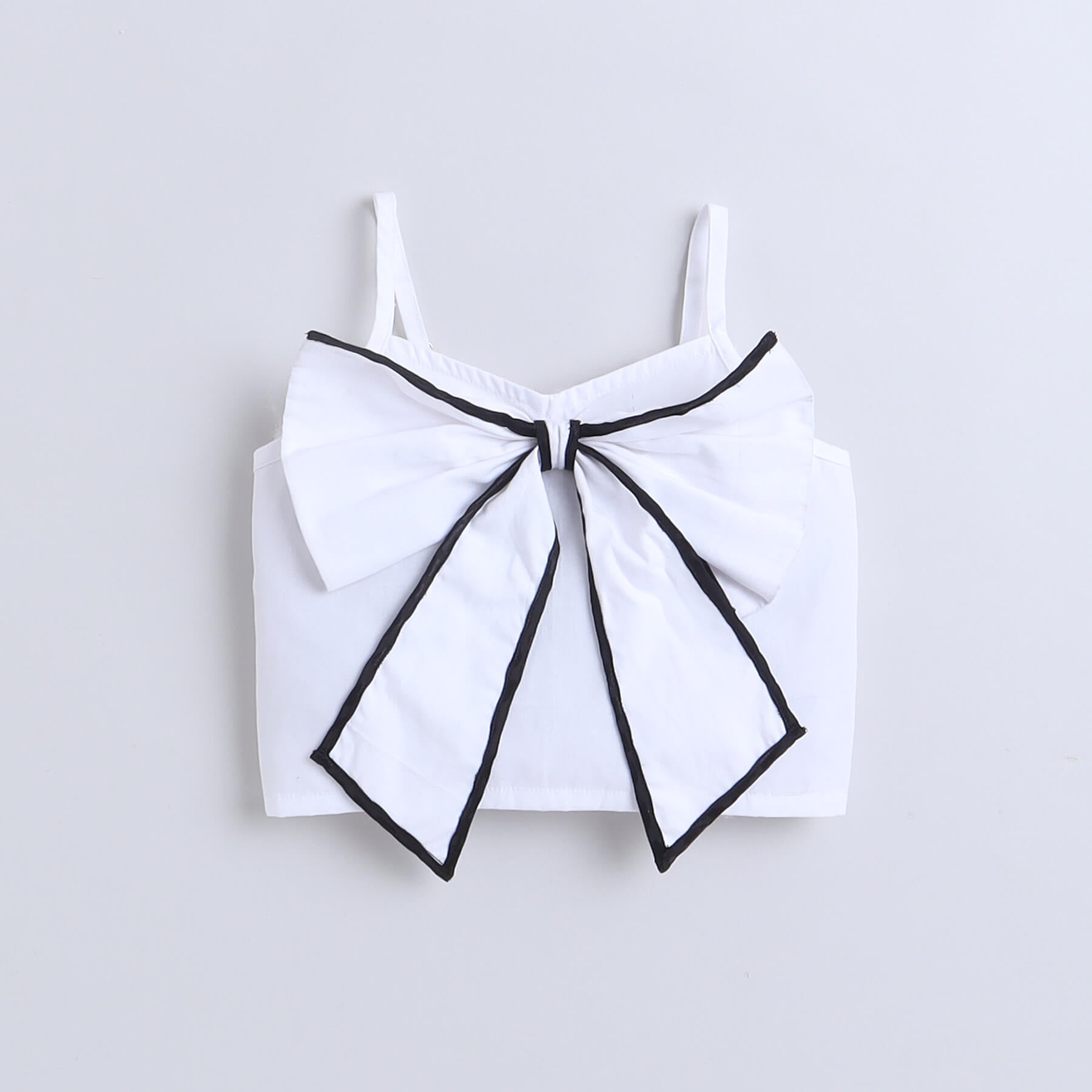 bow detail top with satin calf length front slit skirt set - White /Black