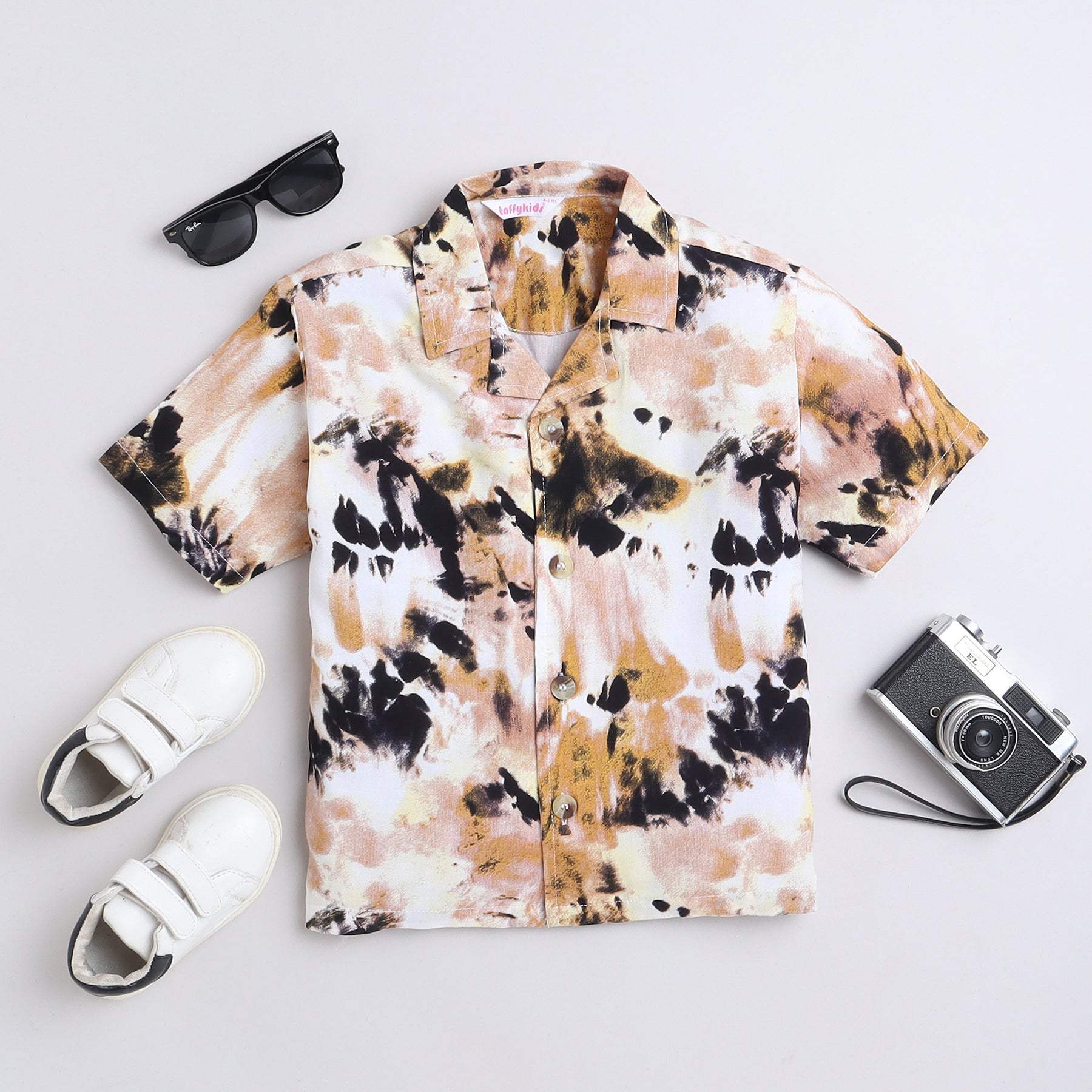 Shop Taffy Abstract Printed Half Sleeves Oversize Shirt-Multi Online