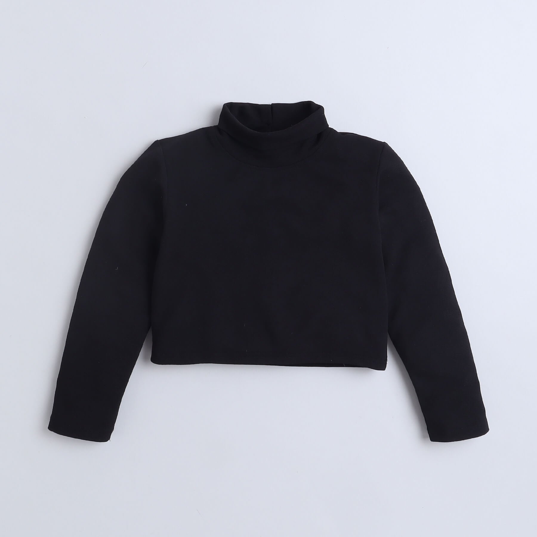 polo neck full sleeve inner with hound stud weaved wrap dress Black