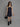 leather checks printed front zipper singlet party dress-Navy