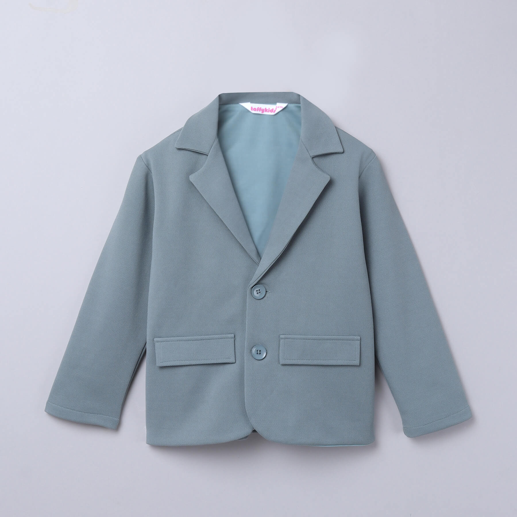 Textured Full sleeves Brooch detail Blazer-Sage Green