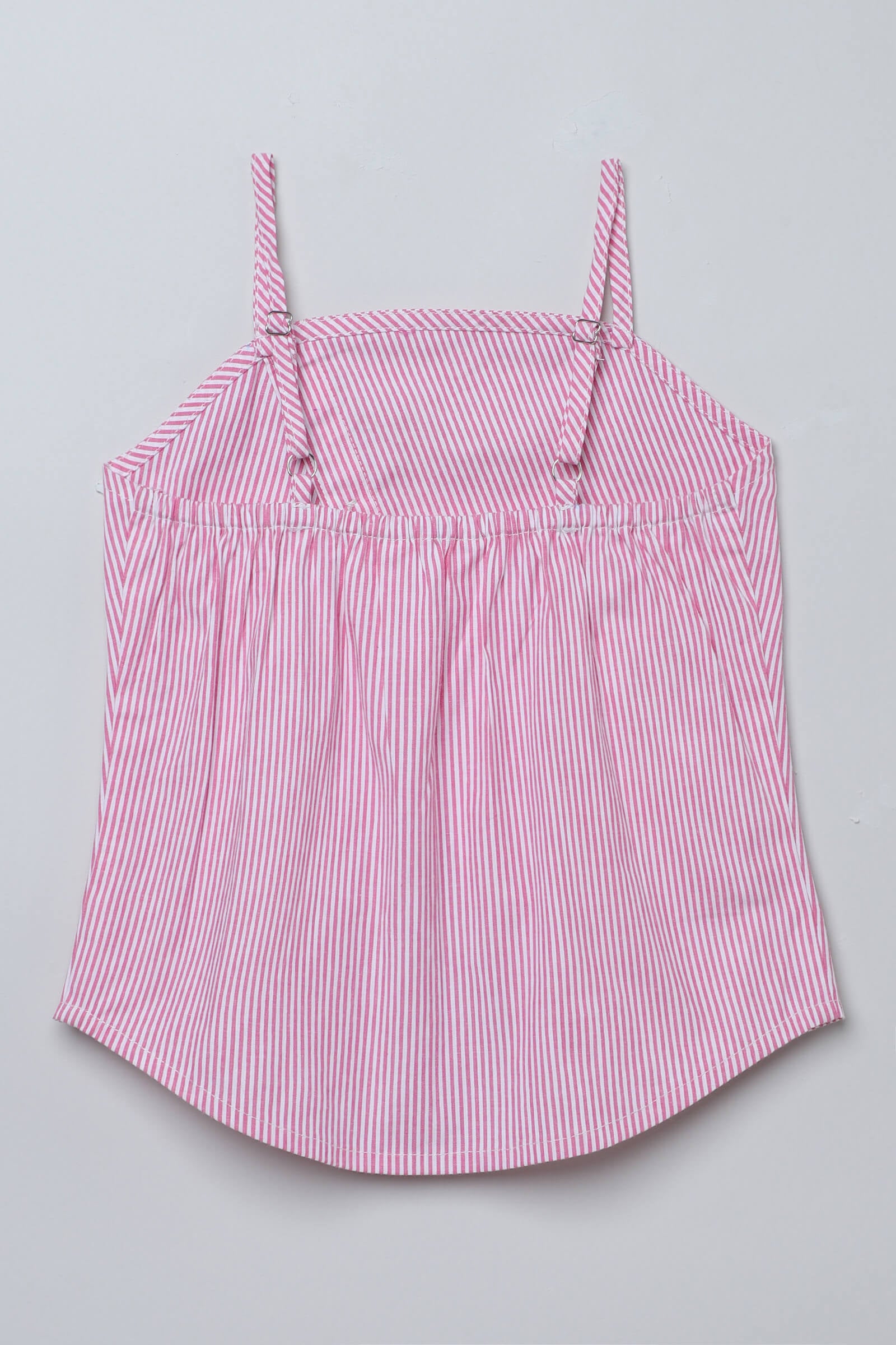 cotton woven sleeveless yarn dyed stripes singlet Aline top-Pink & White