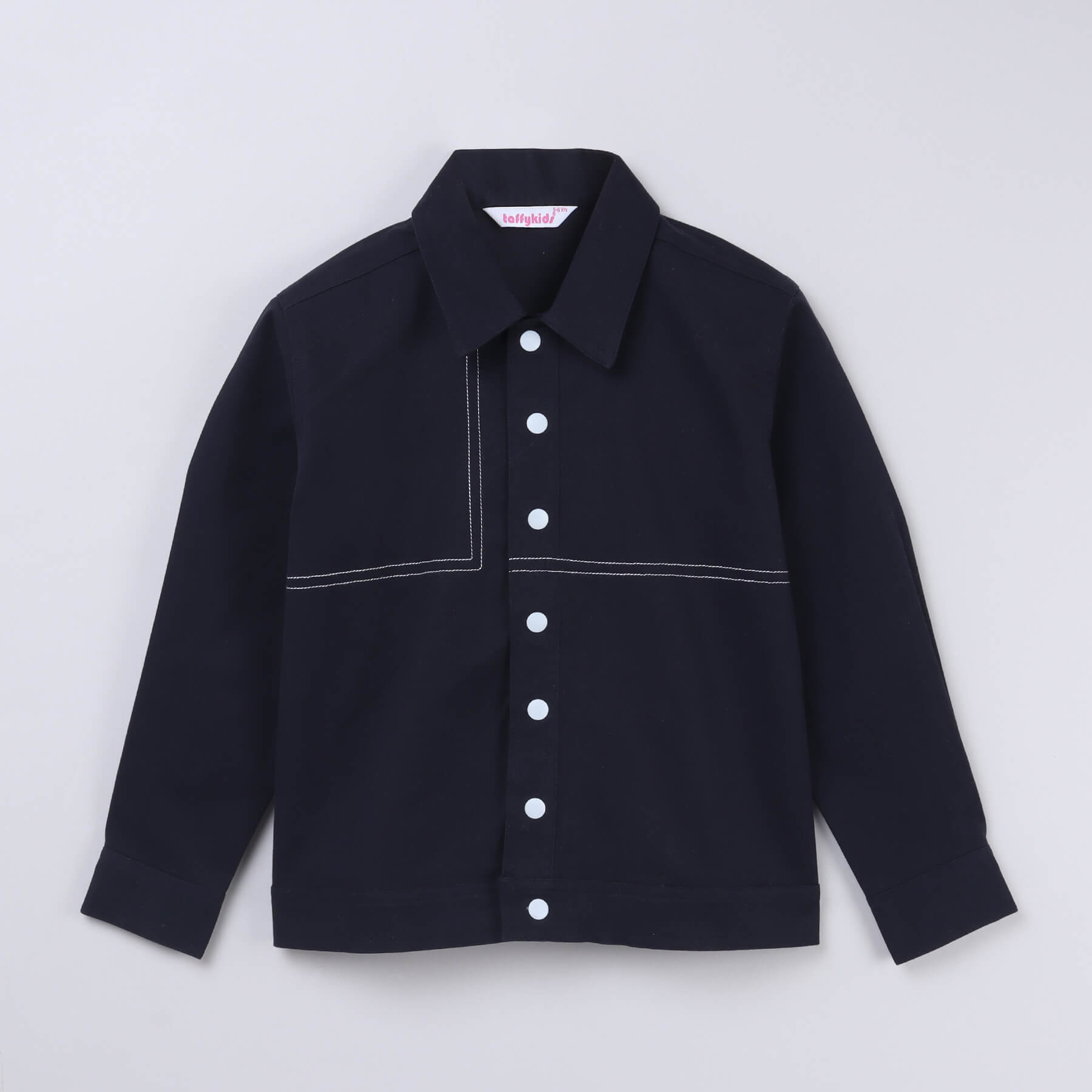 Stitch detailed full sleeves jacket-Navy blue