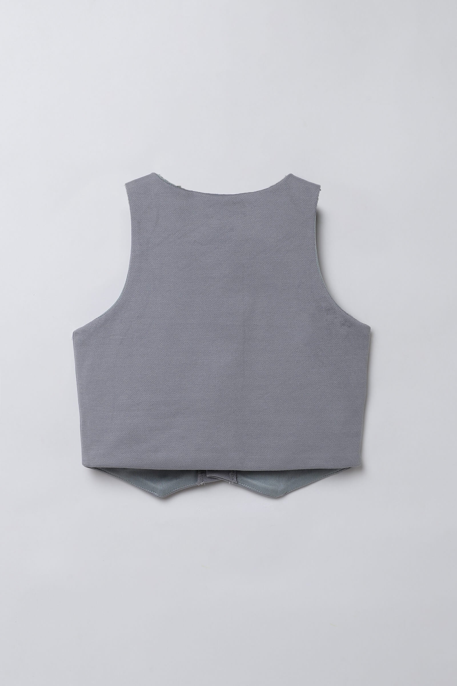 Sleeveless Button up vest and matching bermuda short set- Grey