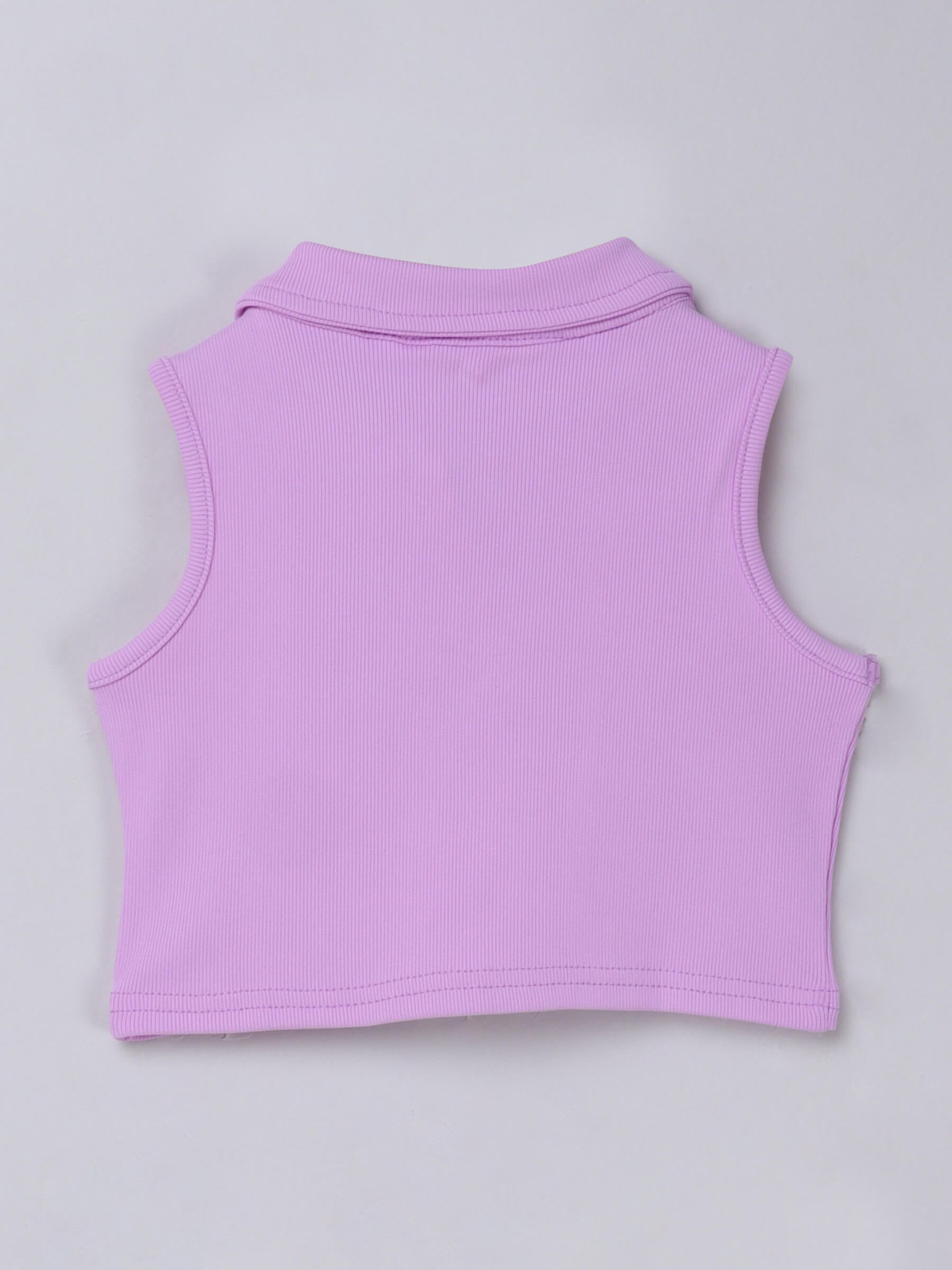 Rib sleeveless collar crop top and Square neck crop top pack of two-Purple & Green