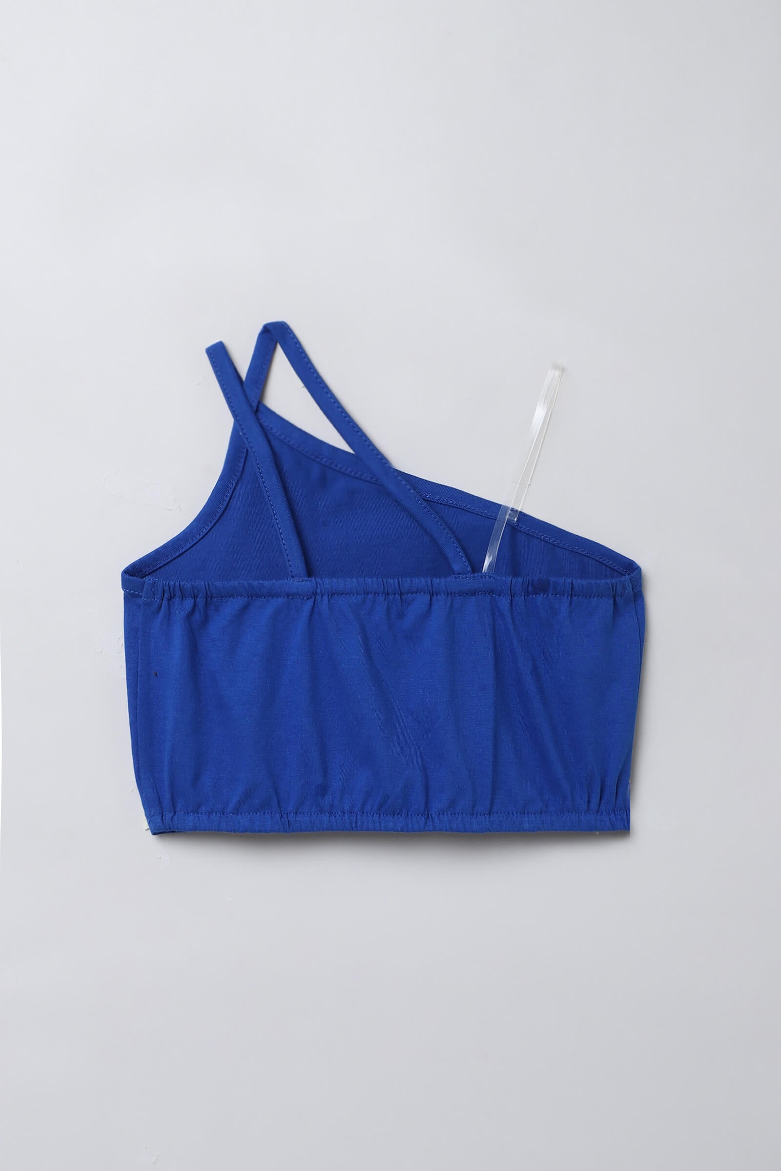 Cotton sleeveless asymmetric crop top and Brush strokes printed skort set-Blue & Multi