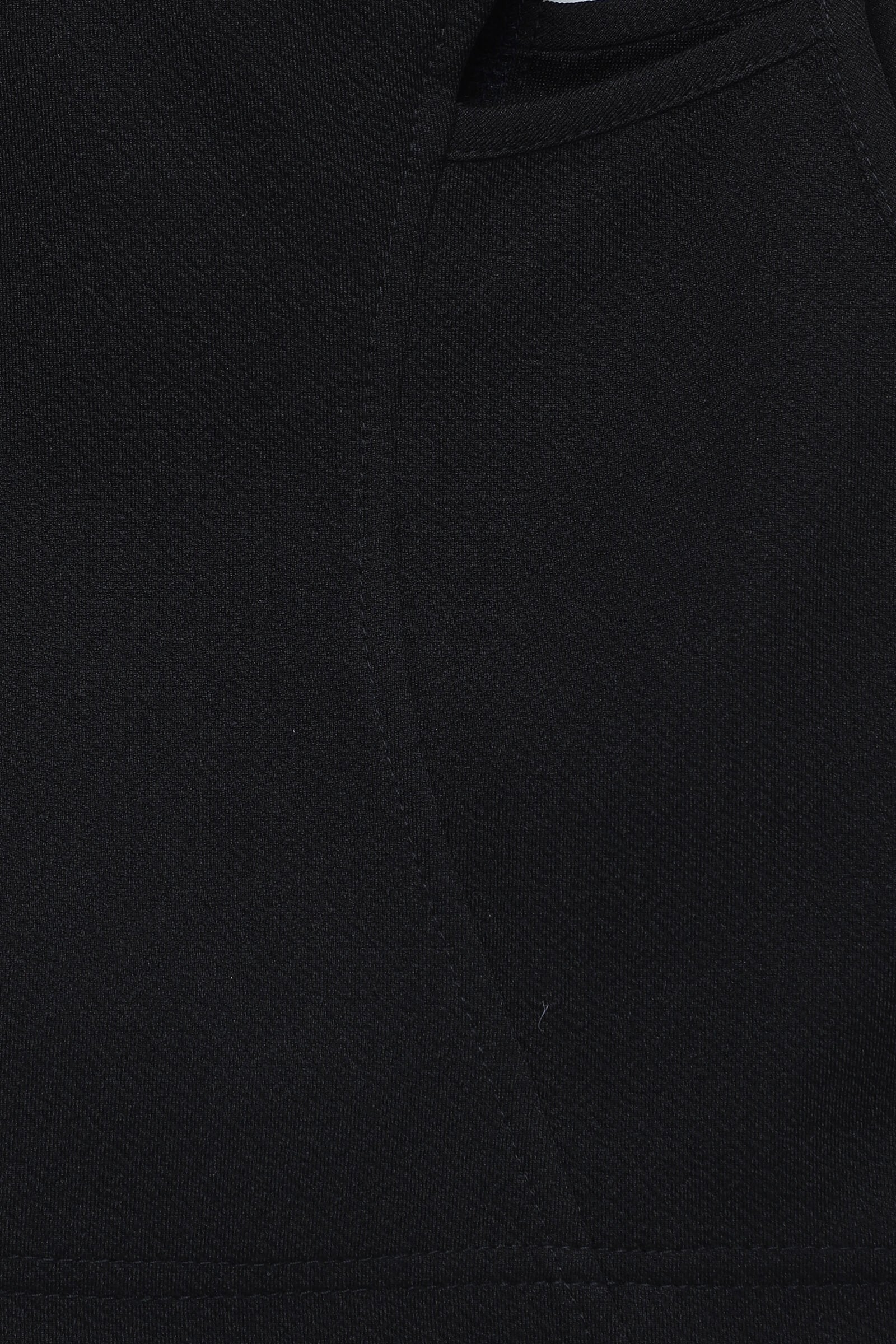 sleeveless texture asymmetrical neck crop Top- Black