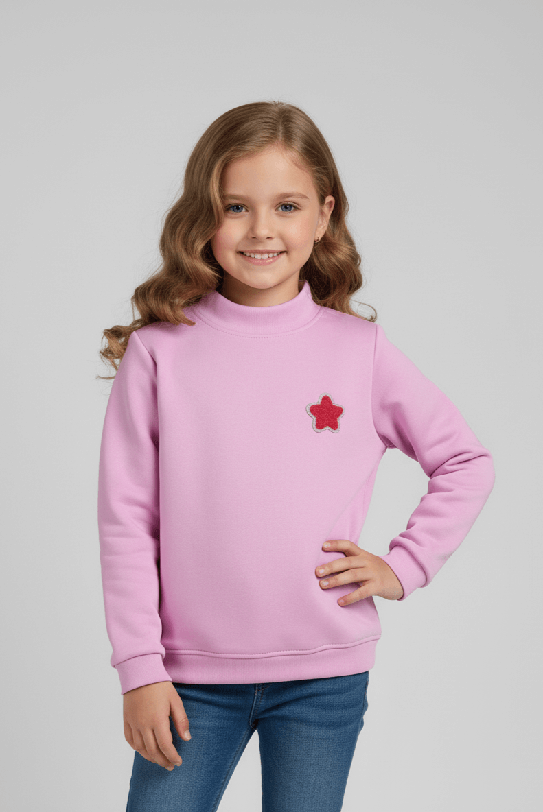 full sleeves badge embellished sweatshirt-Lilac