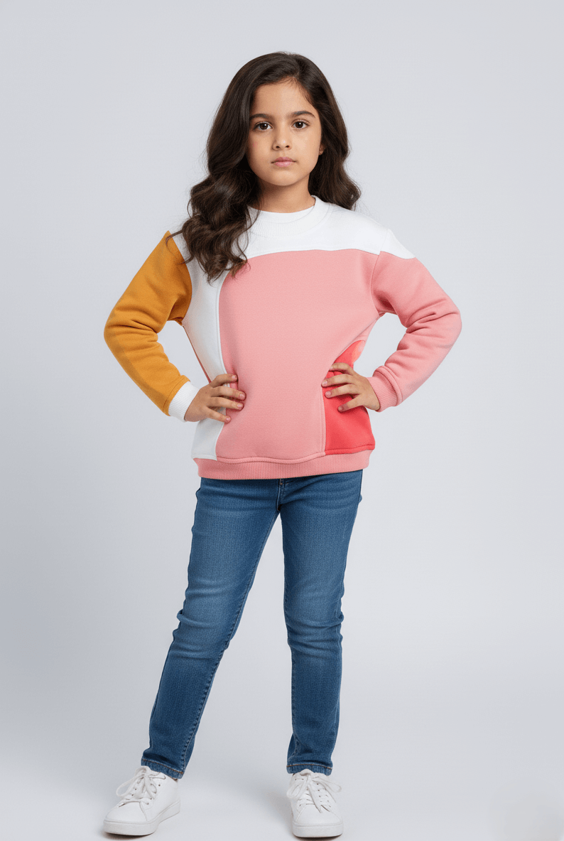 color block full sleeves sweatshirt-Multi